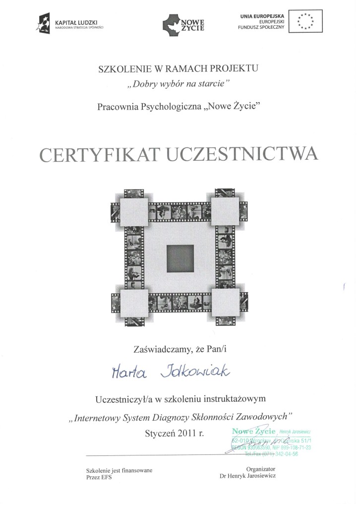 certyfikat Achtnich online