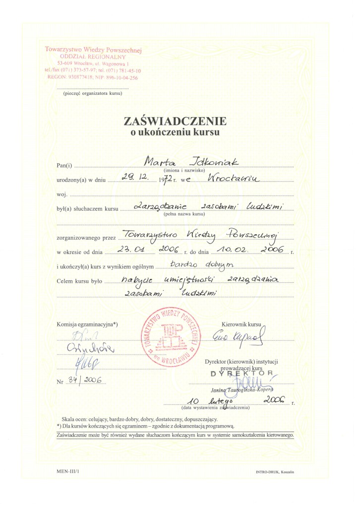 certyfikat ZZL
